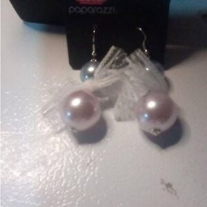 Paparazzi Pink and White Pearl Earrings